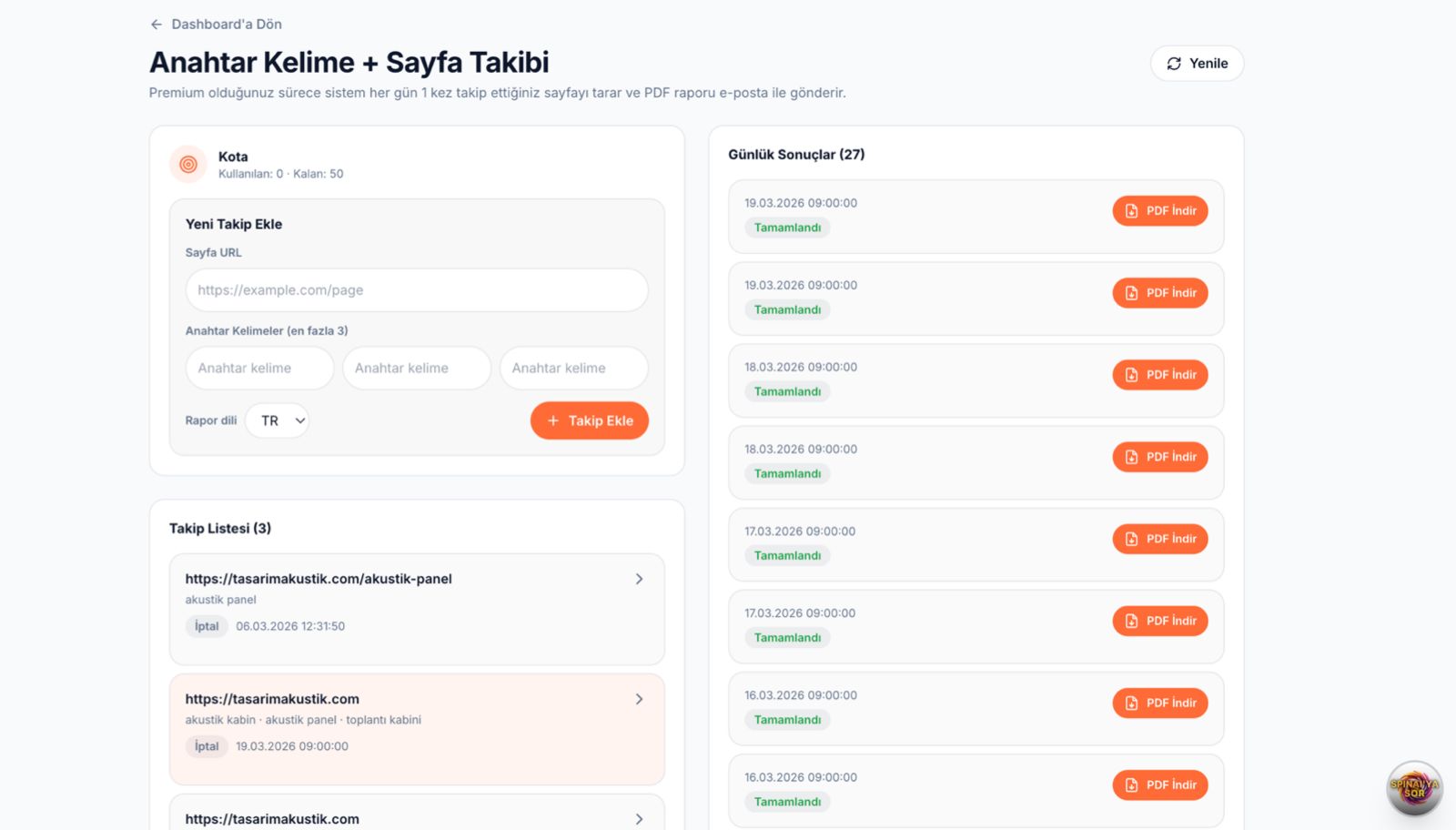 Anahtar kelime ile site takibi görseli